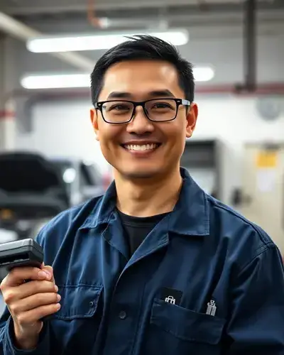 James Chen, Diagnostic Specialist, 38 years old with black hair and glasses