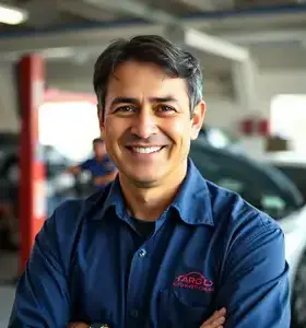 Marcus Grimanis, Owner and Master Technician, 45 years old with dark hair and friendly smile